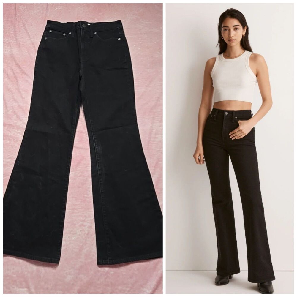Madewell Black Perfect Vintage Stretch Flare Jeans Size 29x31"